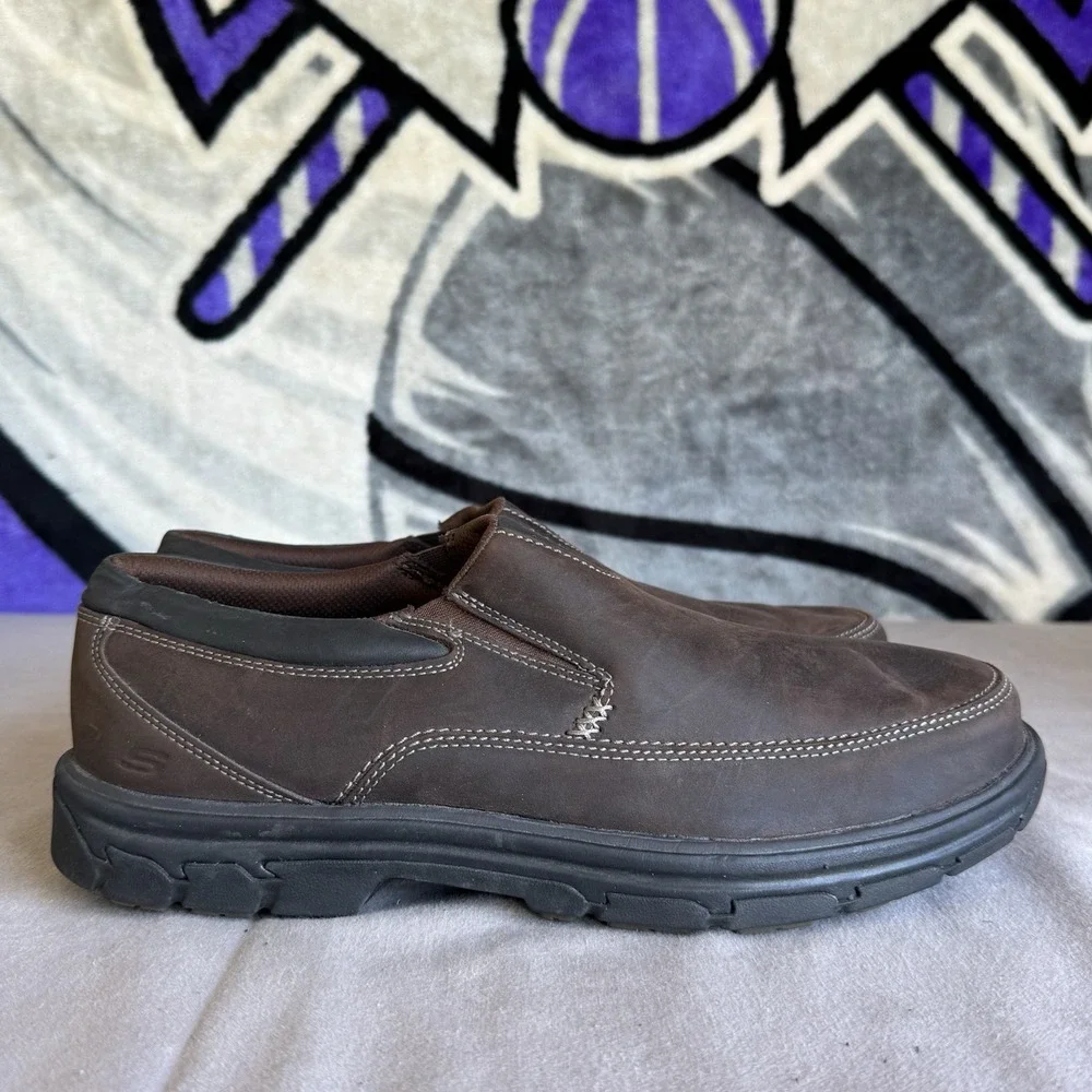 Size 12 - Skechers Men's Segment‎ The Search Slip-On Leather Loafers Brown 64261